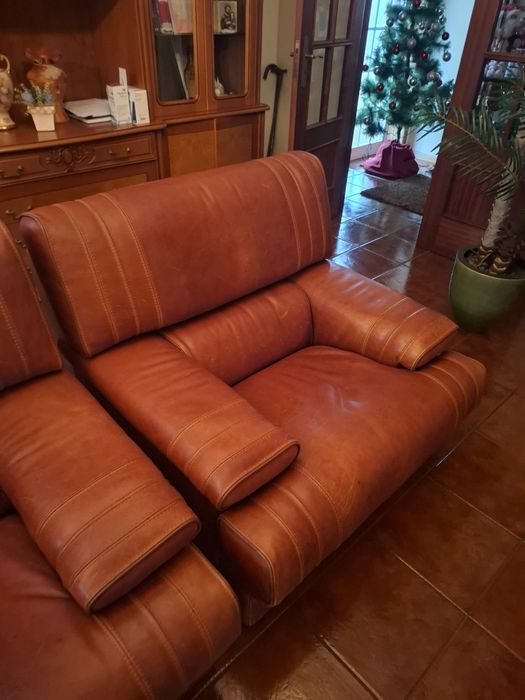 Conjunto 2 cadeiras de cabedal