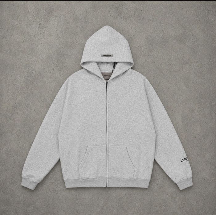 Casaco/Hoodie Essentials Fear of God – Cinzento Claro (com fecho)