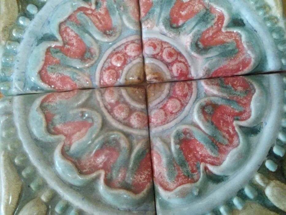 Conjunto 4 azulejos decorativos anos 80 (15x15cm)