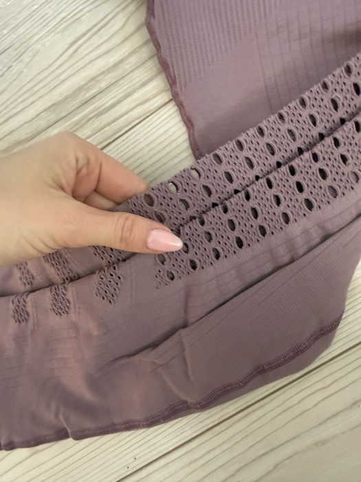 Legginsy Gym Glamour liliowe fioletowe xs siateczka