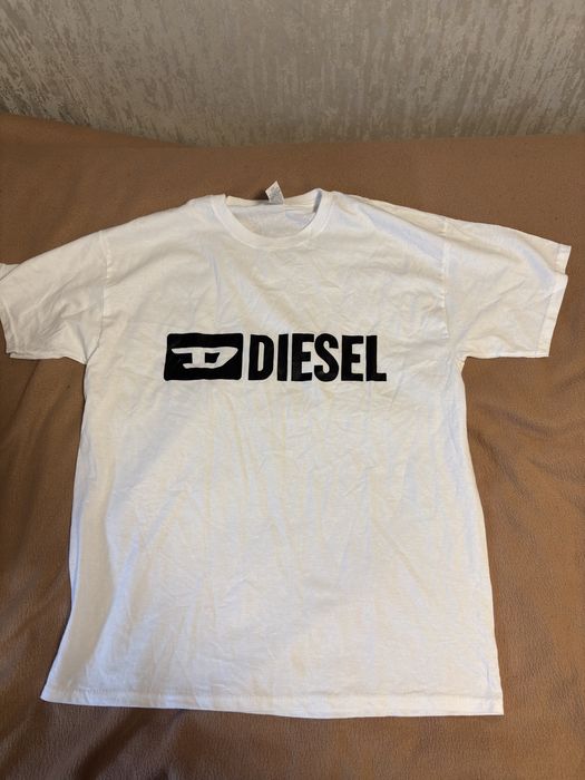 Diesel футболка біла унісекс бавовняна з великим логотипом Casual Streetwear чоловіча жіноча
