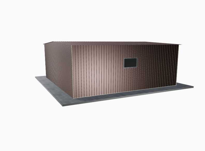 Garaż blaszany 6x6 Brązowy połysk (RAL8017) - podwyższany