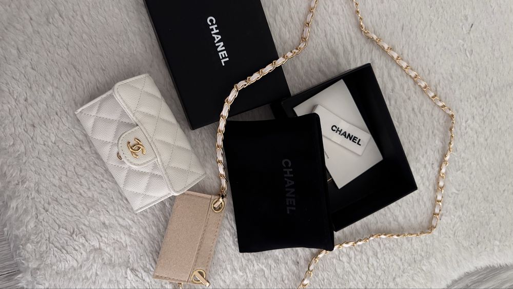Portfel Chanel 11.3 white  CALFSKIN GOLD