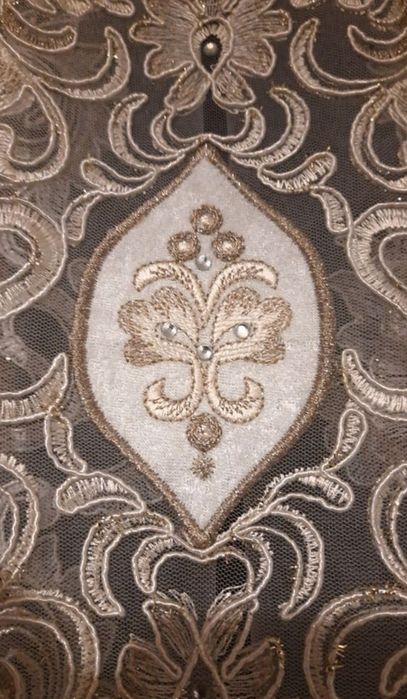 Тюль королевский в золоте, стразы, бархат 3м, 10м ТУРЦЫЯ. Рюкзак.