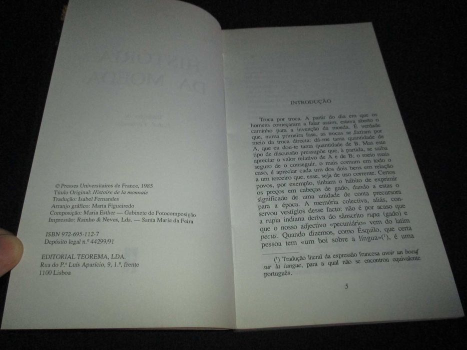 Livro História da Moeda Jean Rivoire Teorema