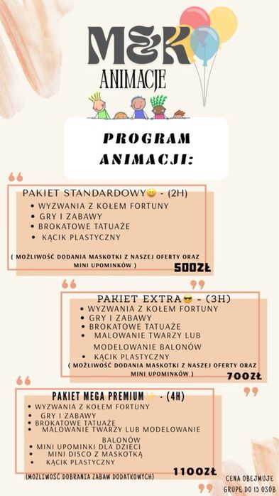 Fotobudka 360 / Żywe maskotki / Animacje