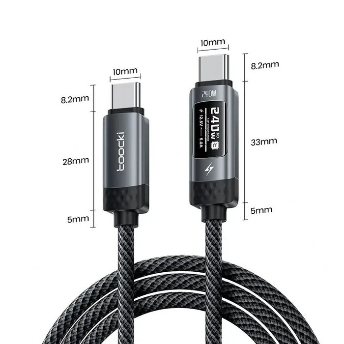 Кабель швидкого заряджання Toocki X111 з дисплеєм Oled, 2 м.