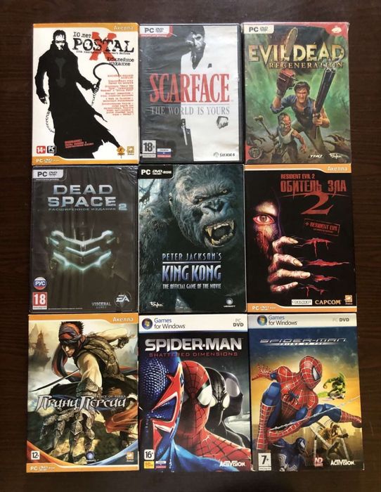 Диски для ПК: Resident Evil, Evil Dead Regeneration, Postal Dead Space, Need for Speed Most Wanted, Scarface Принц Персии Stalker Петька Предтечи