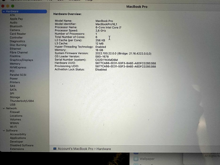 MacBook Pro 16" 2019, i7, 16 ГБ RAM