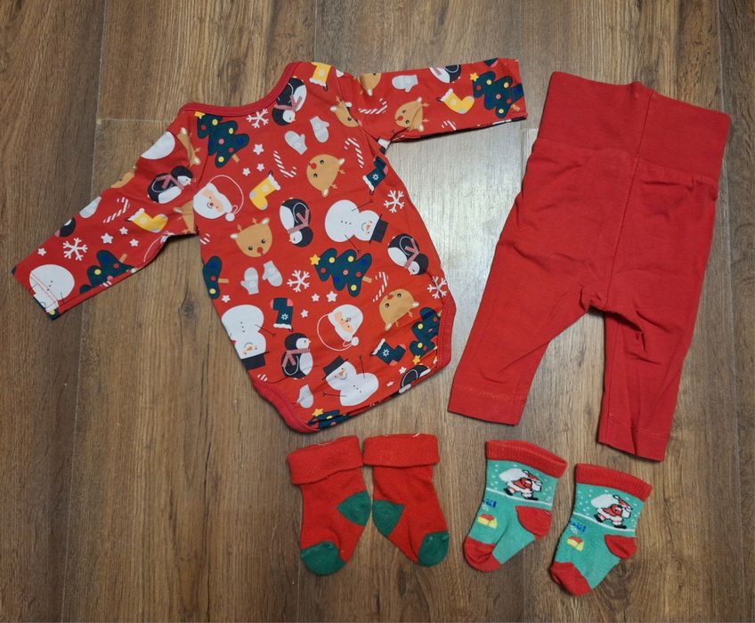 Świąteczny, gwiazdkowy, na Boże Narodzenie komplet niemowlęcy H&M