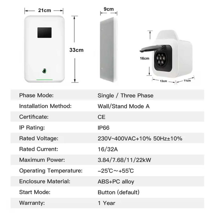 Wallbox Carregador - 22kw - 32A - Trifasica - C/ TOMADA