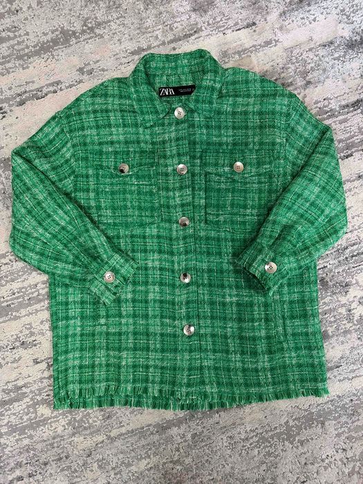 Твідова зелена сорочка Zara