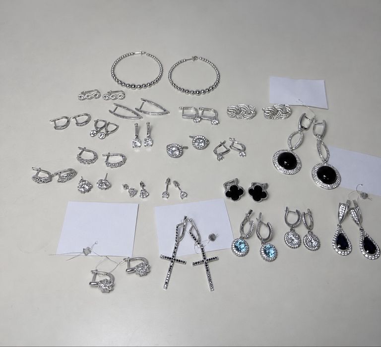 Срібні сережки з цирконом,925 проба