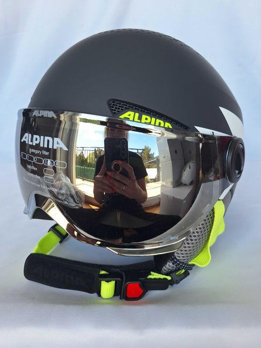 Kask narciarski Alpina Zupo Visor Q-Lite Charcoal Neon Matt S 51-55cm