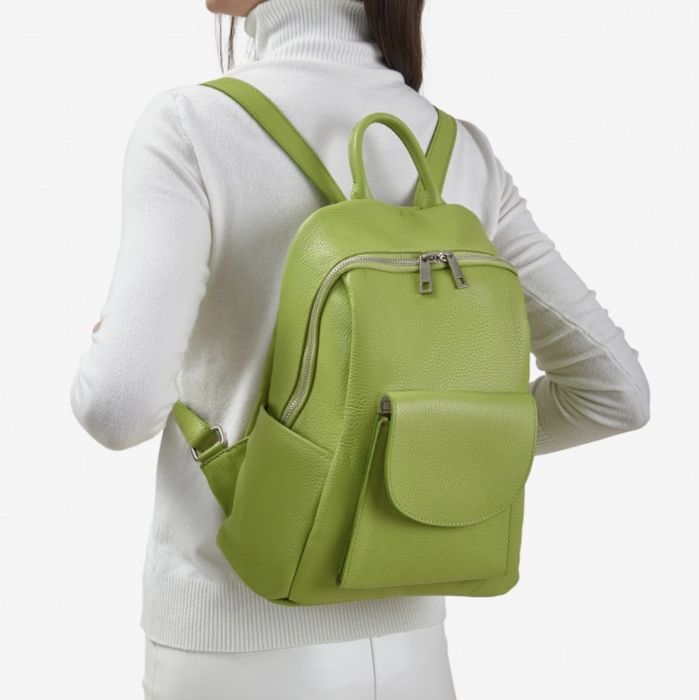 Італійський рюкзак білий  голубой городской рюкзак кожаный