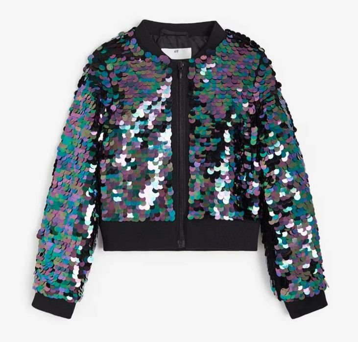 Kurtka błyszcząca z cekinami 146 h&m