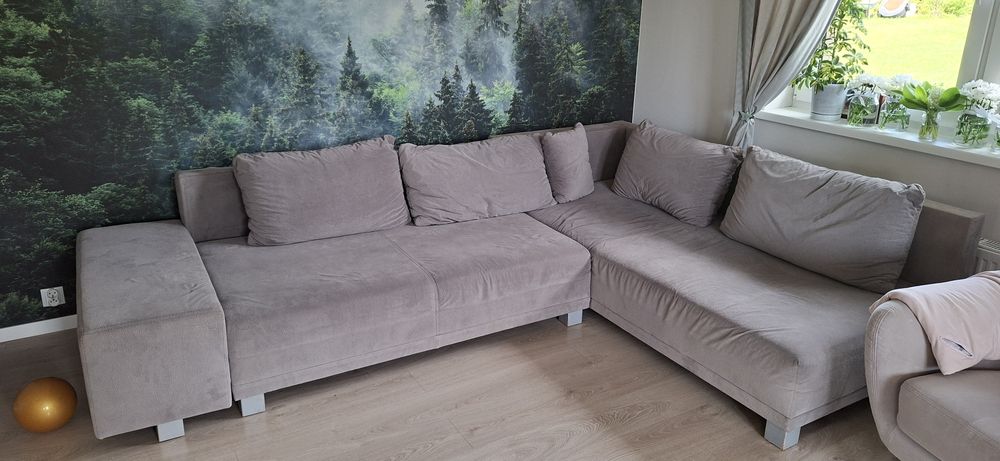 Duża sofa rogówka szara do salonu kanapa