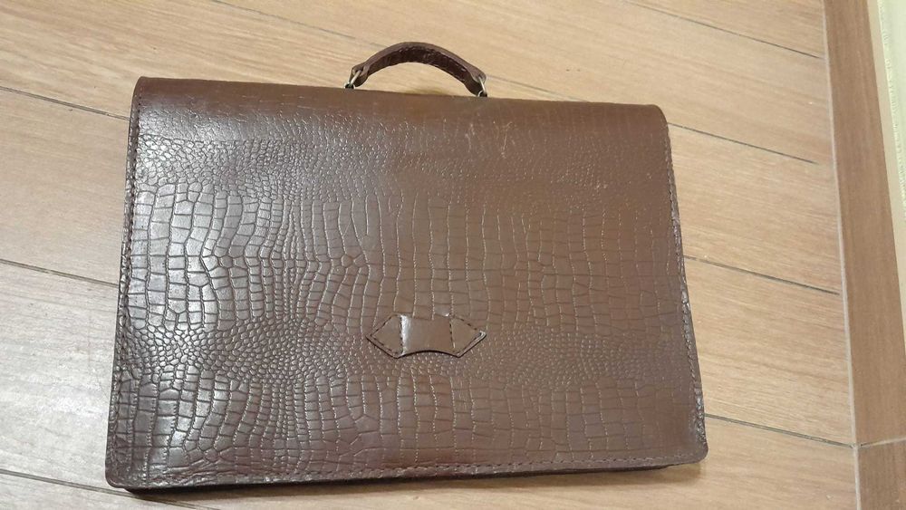 Teczka aktówka z lat 60 ze skóry