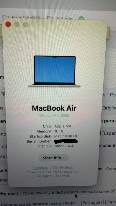 Apple macbook Air M4 - como novo, com fatura e garantia