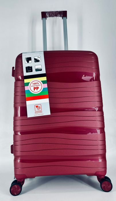 Nowa średnia walizka polipropylen burgund bordowa