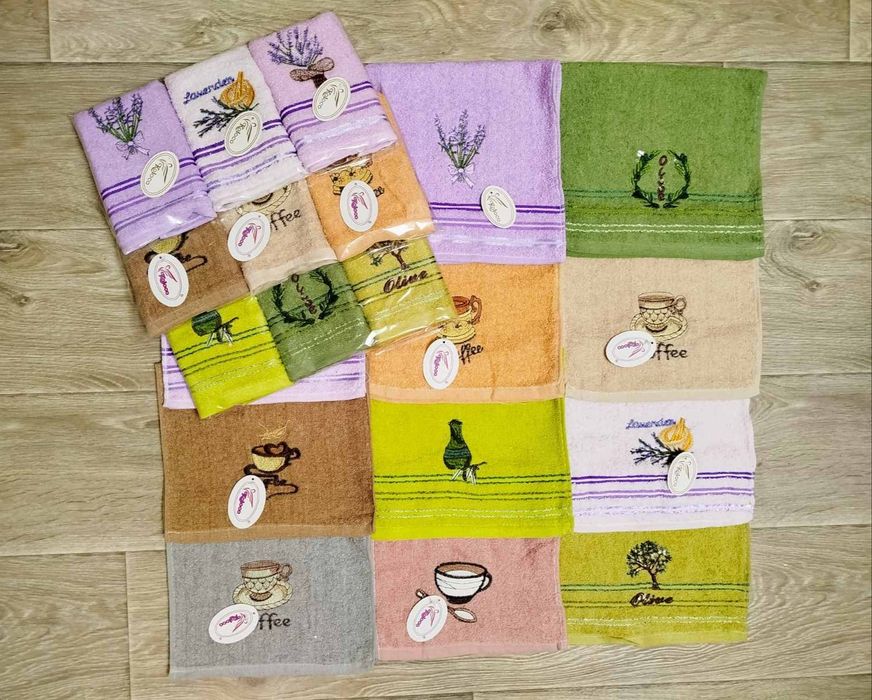 Акційна ціна до свята на подарунок рушники: оливка, лаванда та кава