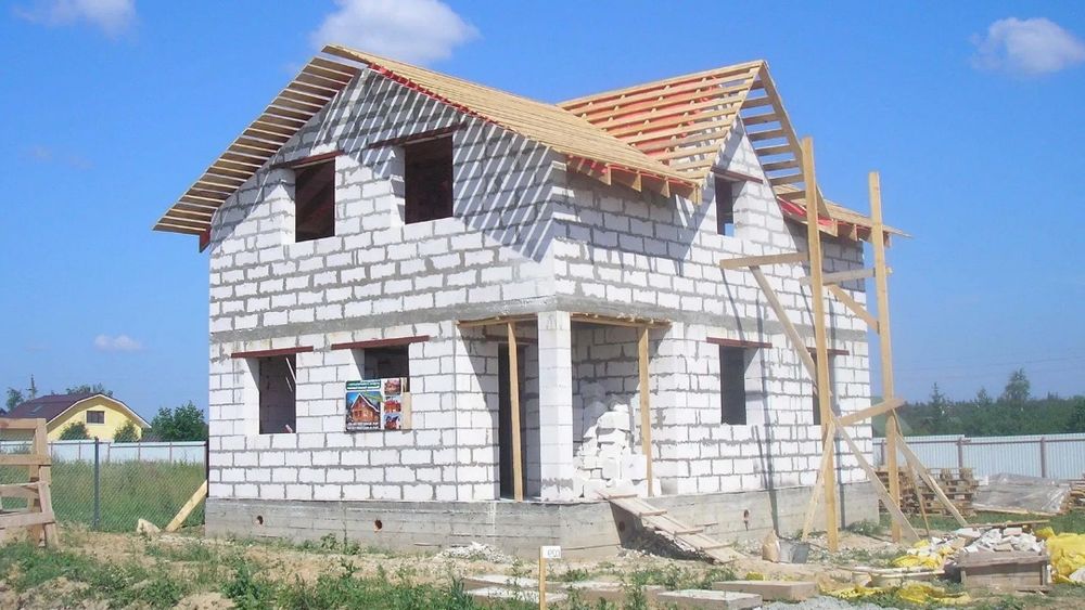 Строительство домов из газобетона,под ключ.Фундамент.Кровля.