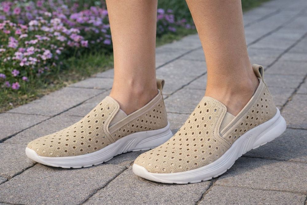 Buty damskie wsuwane mokasyny A-3-0588 beżowe slip on ażurowe roz. 40
