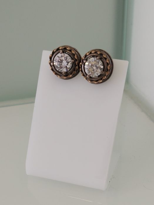 Brincos de prata 925 e ouro de 375