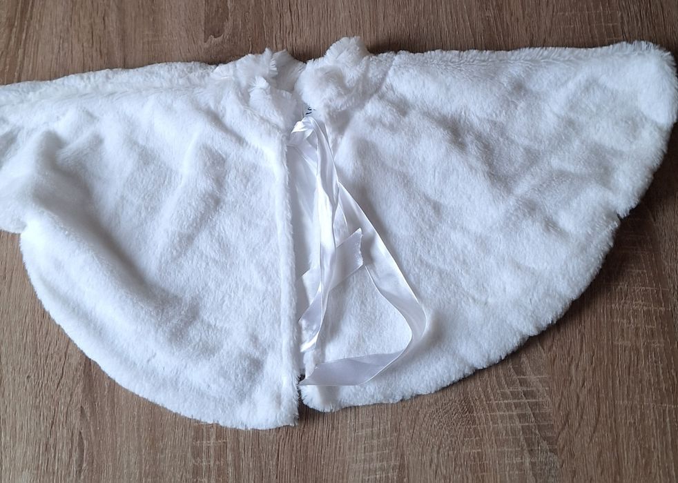 Pelerynka, narzutka, bolerko z misia  białe 92/98