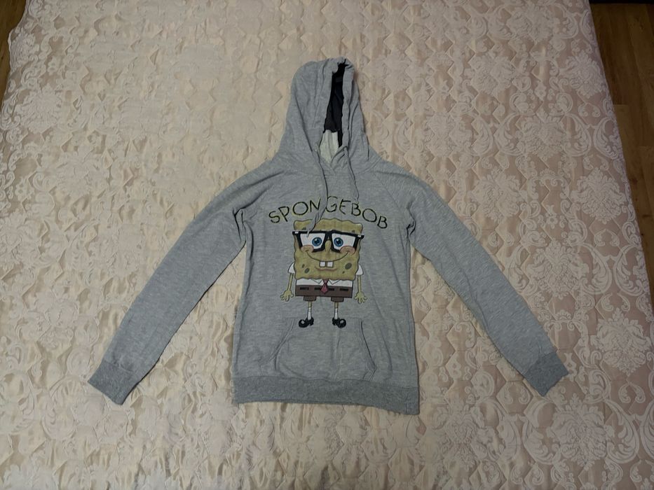 Толстовка Pull&Bear, размер S, с Губкой Бобом, толстовка сіра розмір С