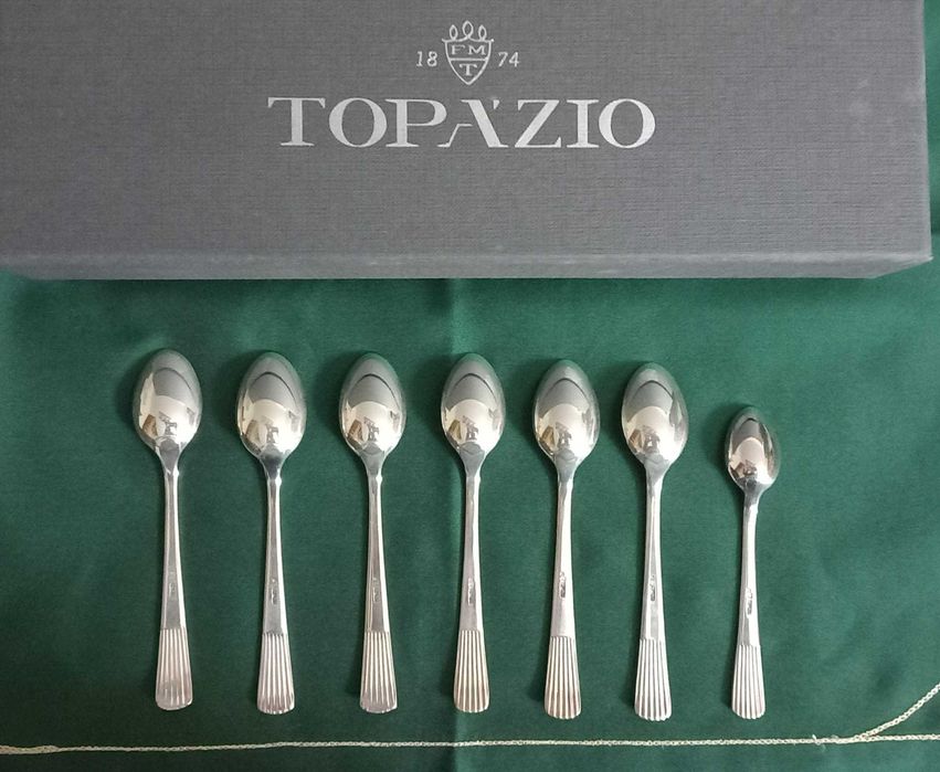 Colheres de chá em prata Topázio, modelo Caninhas, NOVAS.