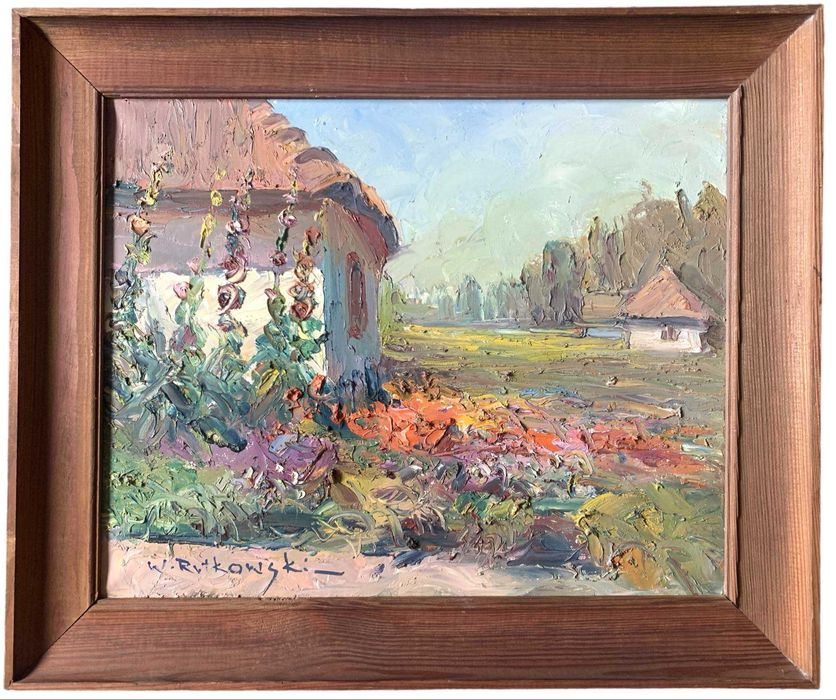 RUTKOWSKI Włodzimierz - Pejzaż Wiejski. Abstrakcja. Piękny obraz
