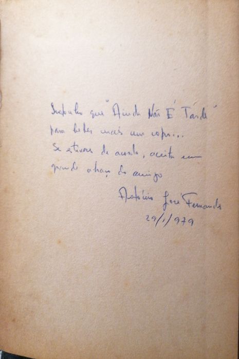 "Ainda Não É Tarde" - António José Fernandes (1ª Ed. 1955) c/ Dedicatória