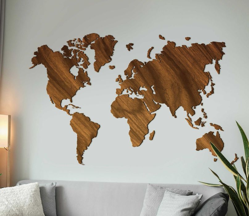 Drewniana Mapa Świata 150x90cm bez grawerów, pomysł na prezent