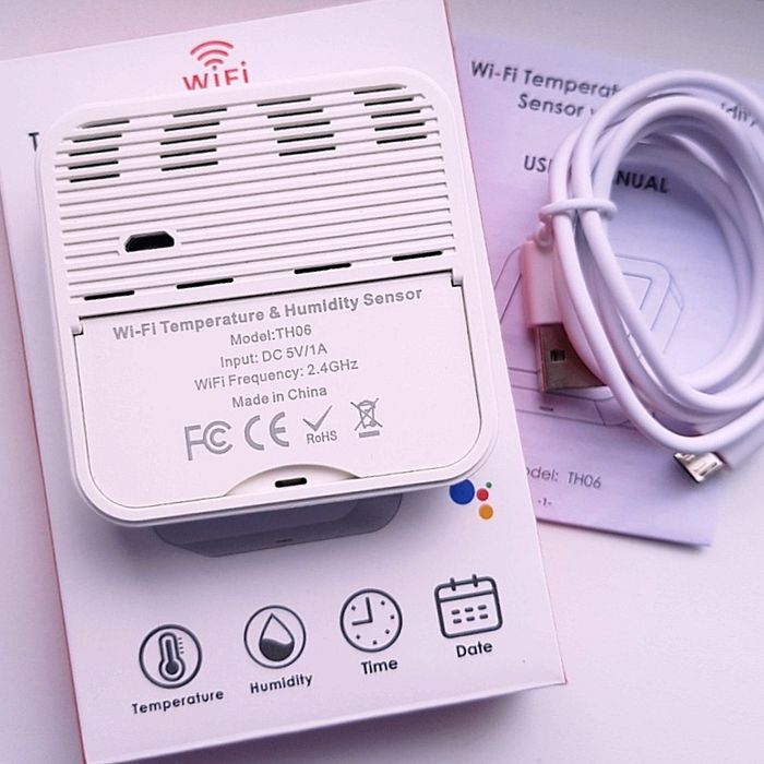 Датчик температуры и влажности Tuya, Wi-Fi / 5V USB