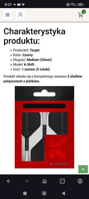 K-Shift Target Medium Czarny Black No2