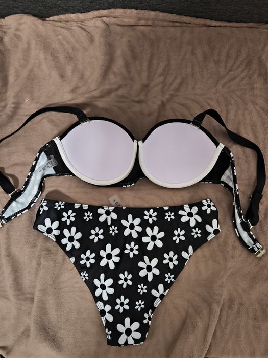 Купальник роздільний чорно-білий