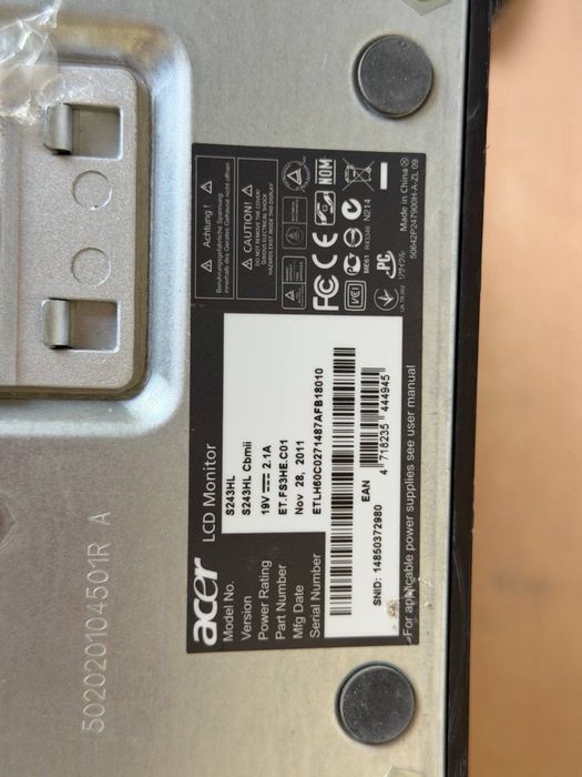Монітор Acer – 24”, Full HD, TN, HDMI / VGA