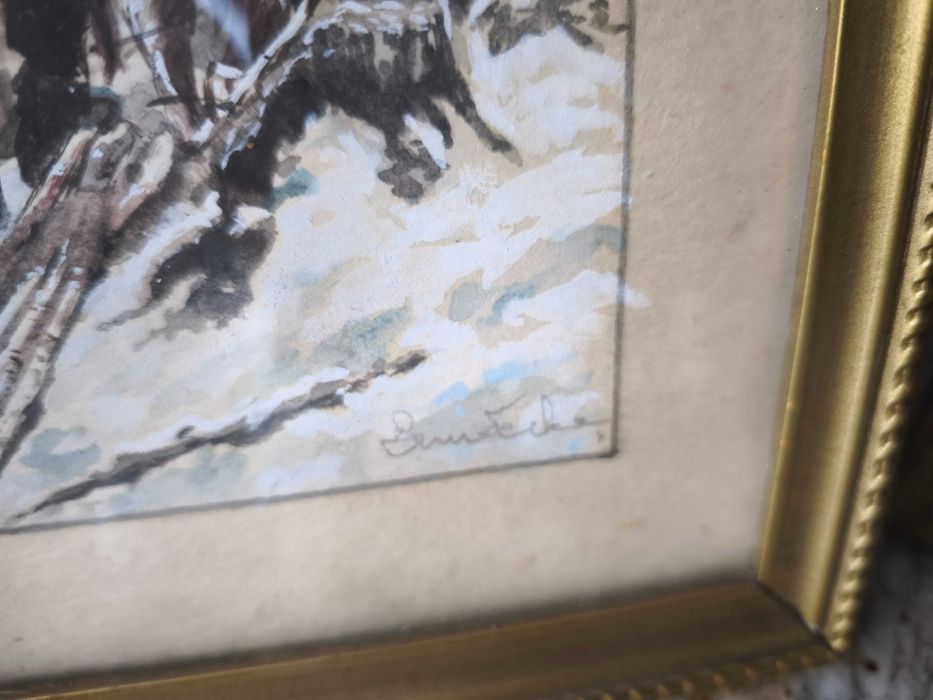 Zwózka drzewa -Motyw tatrzański -Akwarela