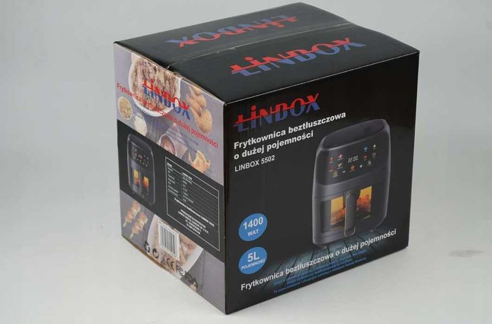 Frytkownica 5L/1400W beztłuszczowa LINBOX Air Fryer CZARNA