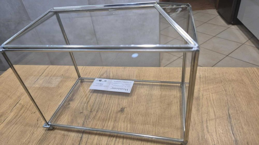 Duże szklane pudełko na karty ślubne 26 cm z otworem i zamkiem