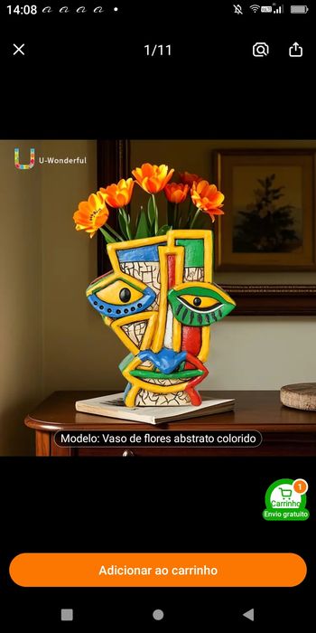 Vasos resina pintado á mão