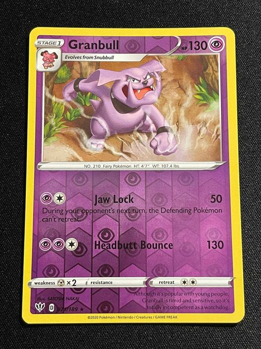 Carta Pokémon GranBull 71/189 Darkness Ablaze
