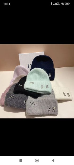 Hit premium czapka szara beany Angora logo R Ban szara