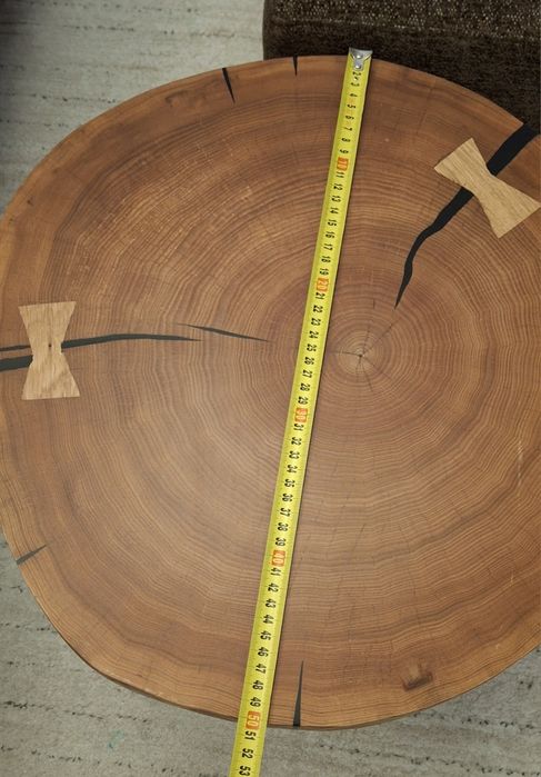 Stolik kawowy z plastra. Fi 50 cm. Handmade.