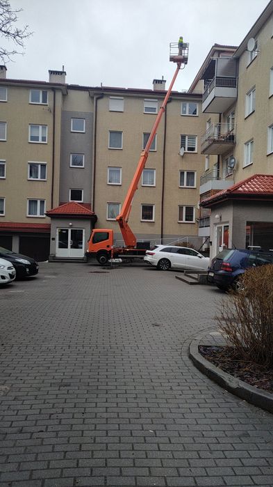 Wycinka drzew, usługi podnośnikiem koszowym, zwyżka 21m