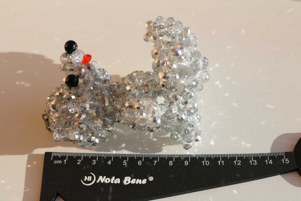 Брелок, сувенир мишка из бусин, страз; Новый