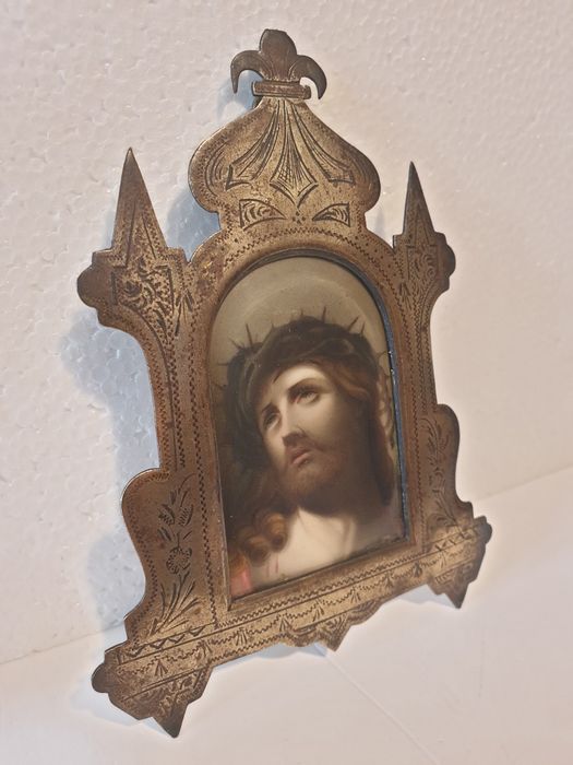 Antiga pintura à lupa francesa sobre porcelana - Ecce Homo -