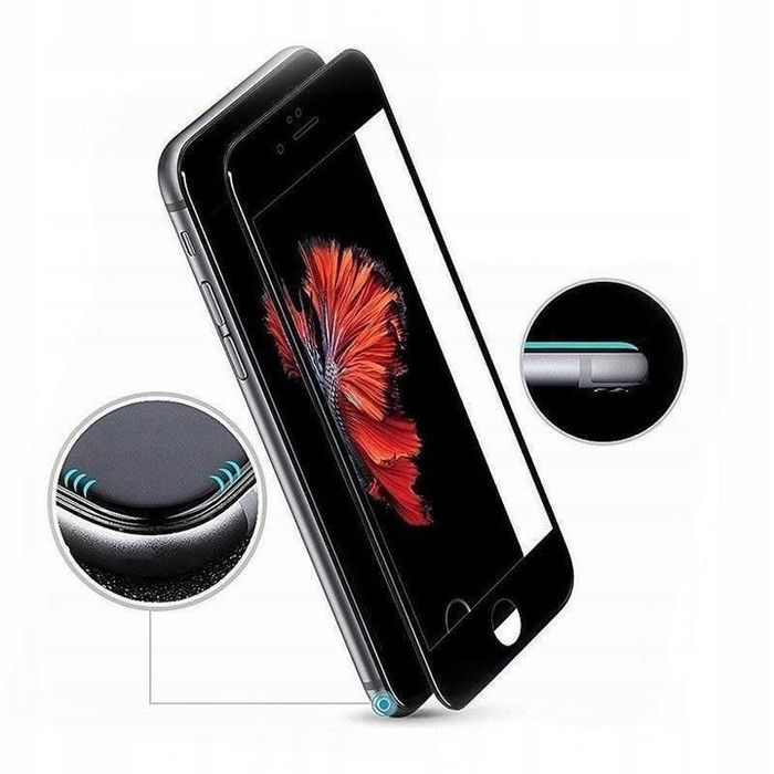 Szkło Hartowane 9H 5D Iphone 6 6S Czarne Zestaw