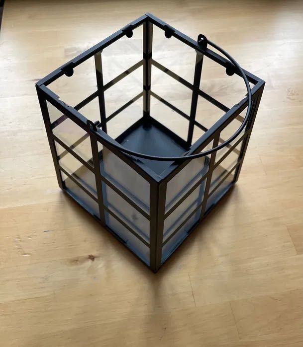 Lampion czarny metal/szkło